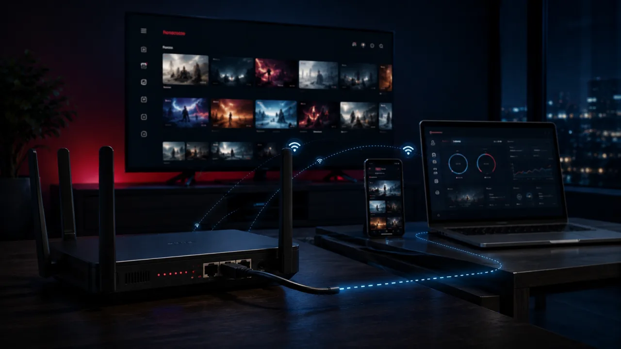Routeur domestique reliant plusieurs appareils pour une utilisation IPTV