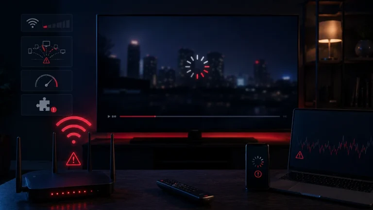 Télévision IPTV avec interruption de lecture et diagnostic réseau